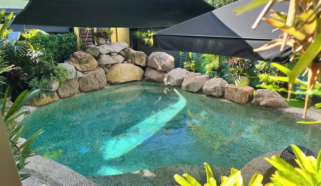 Queenslander apartment with plenty of space and very tropical.Sleeps six people.