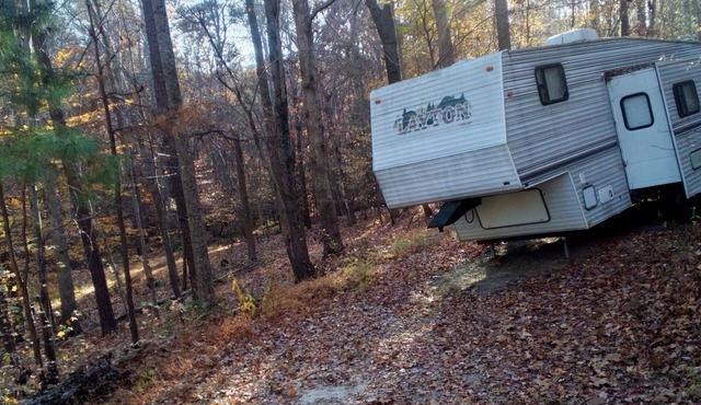 Quiet camper Wooded space Small creek Extra cruelty free & vegan avail Enjoy!