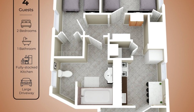 Quiet - Central - Big Parking - Outdoor Area