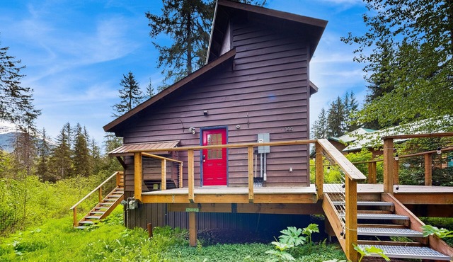 Quiet & contemporary cabin with spacious deck & mountain views - dogs welcome
