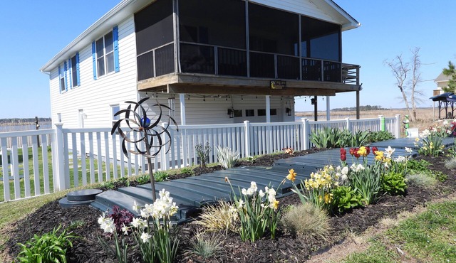 Quiet dog friendly home overlooking nature preserve, 1 block from private beach.