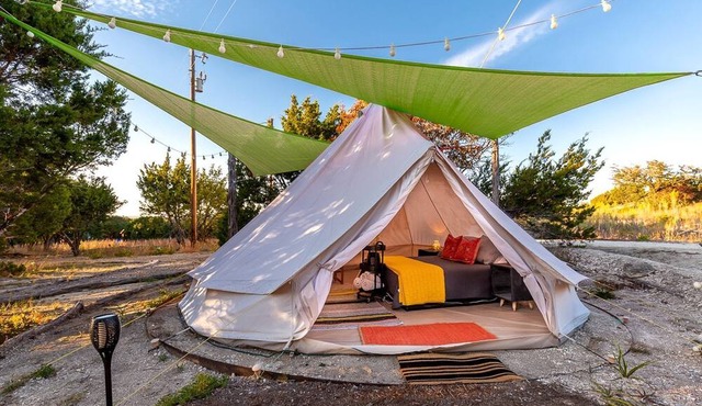 Quirky Bell Tent Rental near Austin Ideal for Texas Hill Country Glamping