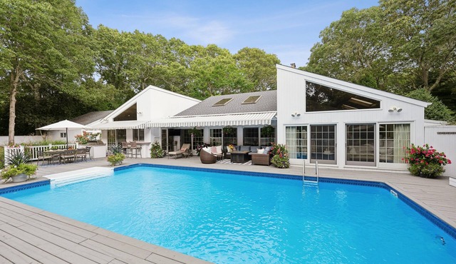 Quogue Village Contemporary with Pool, Spa, & Har-Tru Tennis Court