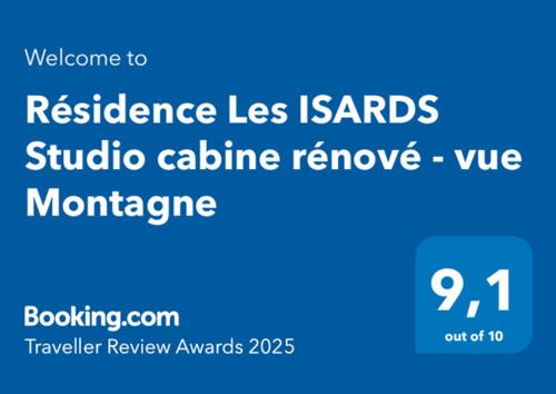Résidence Les ISARDS Studio cabine rénové - vue Montagne