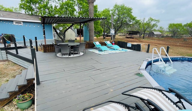 Ranch house, cottage, pool, deck, small basketball court, private gated entrance