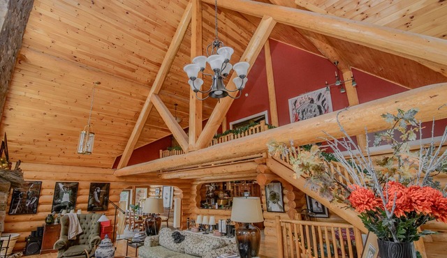 Rare 3-Story Log Cabin 5 Acres, Theater & Skiing