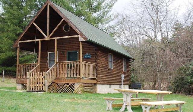 Ravine- Firepit, Pet Friendly, Cozy Cabin, WIFI, Pond, Gas Fireplace, off Blue Ridge Parkway
