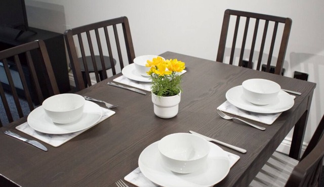 Recently refurbished apartment near town with parking included