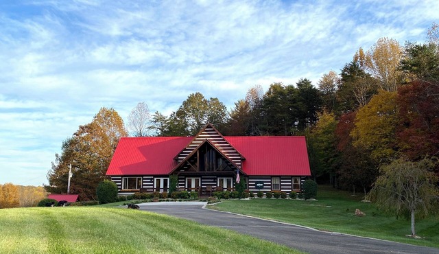 Red-Roof 17-Acre Cabin Estate with Hot Tub and Blue Ridge Views!