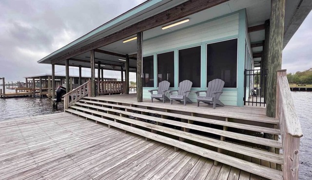 Reel Fishin' at "The Pier Camp" on the dock and over the water.