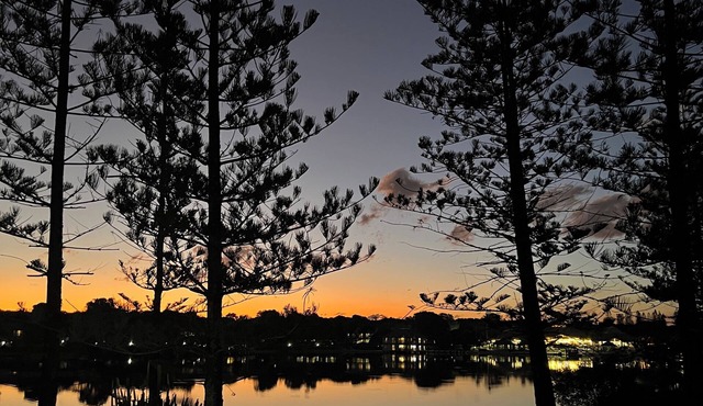 Reflections across the waters and resort access