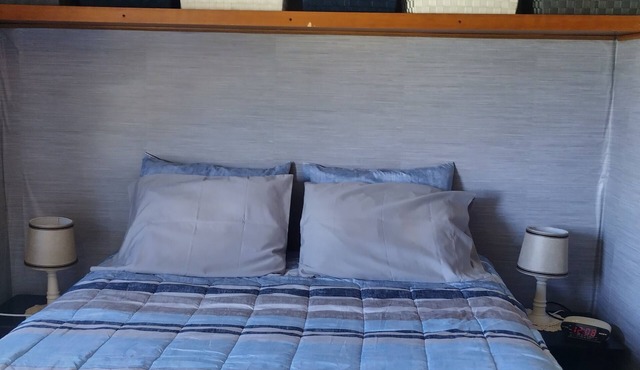 Relax in our refurbished 40 ft. RV overlooking beautiful vineyards in Ripley, NY