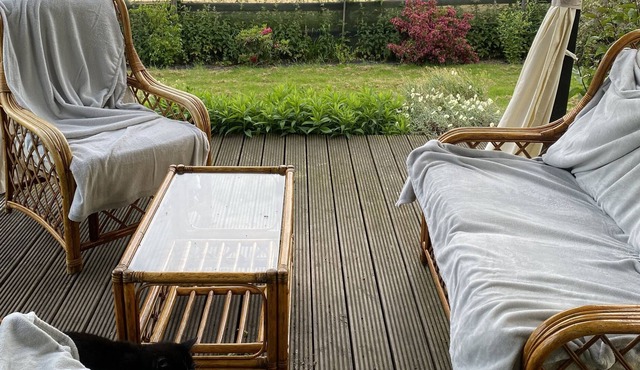 Relaxing, tranquil studio space within a large garden, huge bed. Good internet