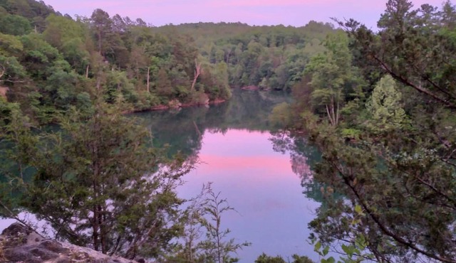 Relaxing & private cabin with lake & waterfall views, firepit, washer/dryer