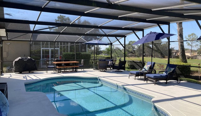 Relaxing Sunny Villa with Extra Large Pool Deck Overlooking Great Golf View