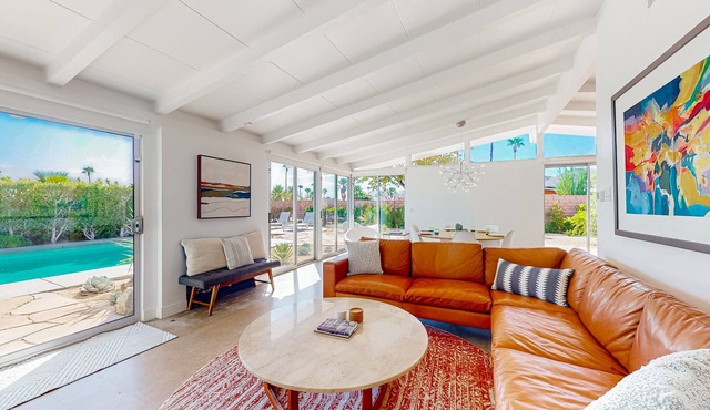 Remodeled midcentury charmer with private salt water pool spa and mountain views