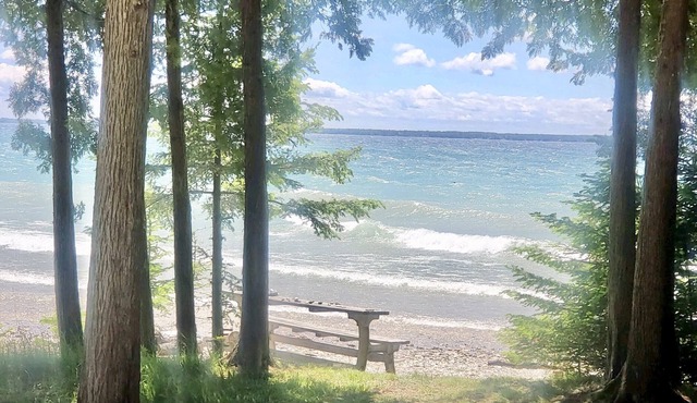 Remote cottage nestled along the shores of Lake Huron on Bois Blanc Island.