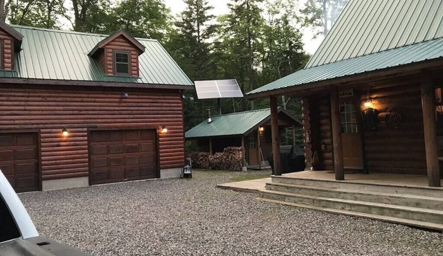 Remote log lodge in the Huron Mountain foothills.