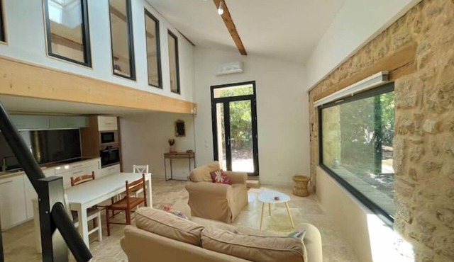 Renovated barn, private garden and shared pool.