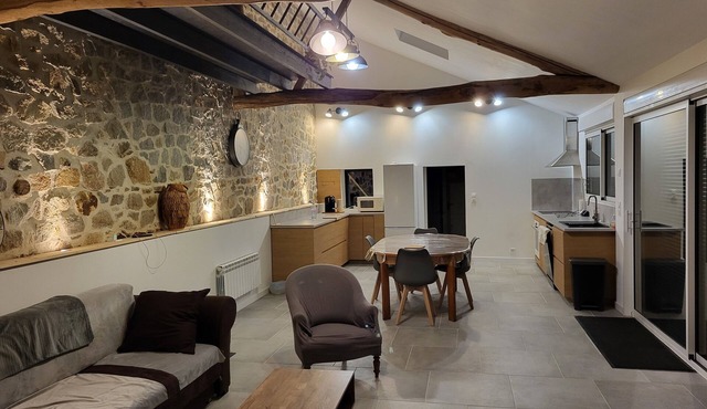 Renovated old house with large living room.