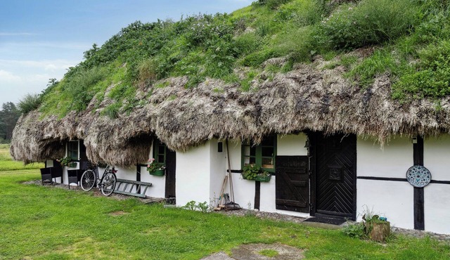 Renovated stable with seaweed roof on Læsø