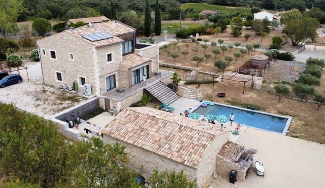 Renovated stone mas du piralet with private swimming pool and pool house + summer kitchen