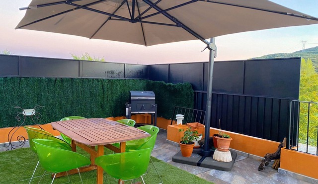 Renovated town house with terrace.