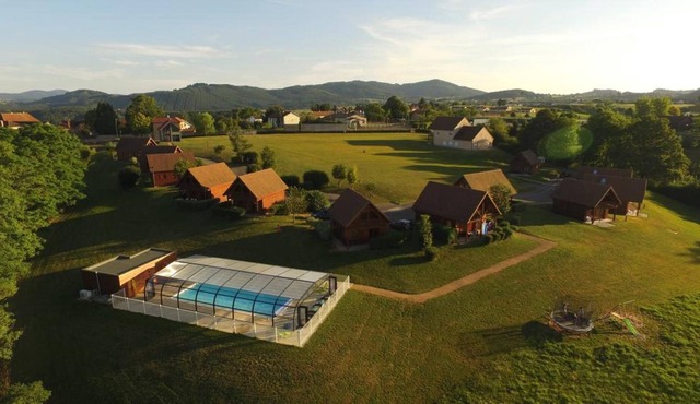 rental fully equipped chalets with heated indoor pool