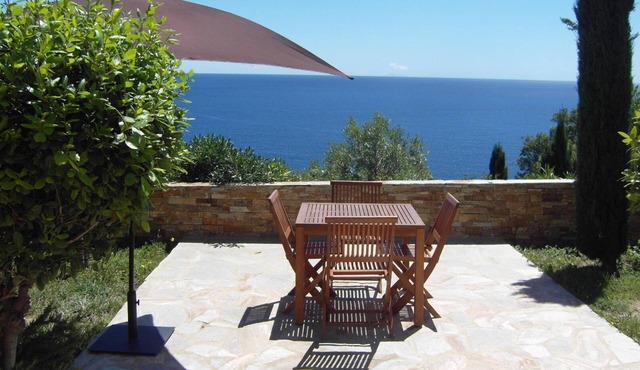 Rental in Miomo, Cap Corse, garden, swimming pool and superb sea view