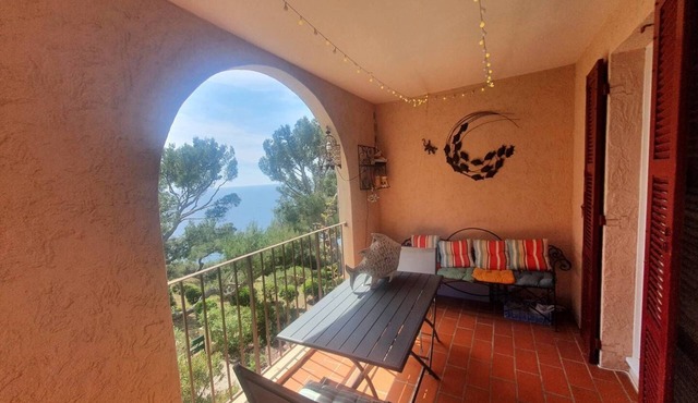 Residence with swimming pool, 2 bedroom apartment with east facing terrace, full sea view