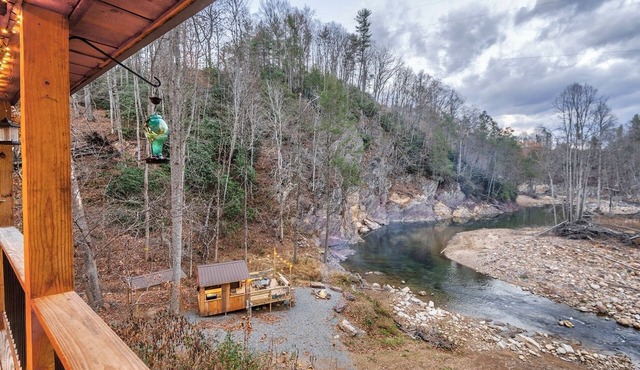 River cabin on 45 acres of private mountain land pet friendly.
