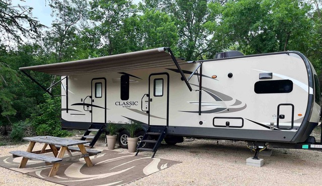 River Front RV campsite on the Guadalupe, private RV park with tons of space.