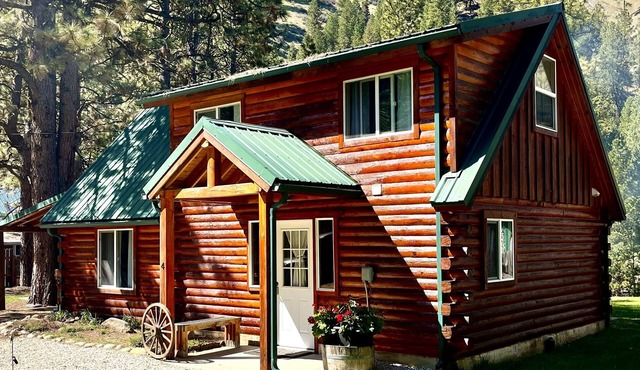 Riverfront Cozy Cabin with spacious hot tub on the Middle Fork Payette River.