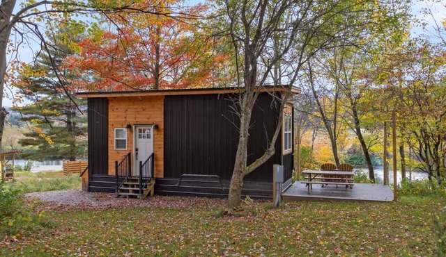 Riverside Luxury Tiny House w/Treehouse Sauna, Hot Tub & Views Near Stowe