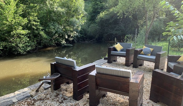 Riverside villa with jacuzzi in historical village