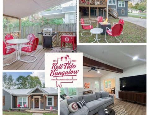 Roll Tide Bungalow-3 miles to UA- 5 TVs- Game Room
