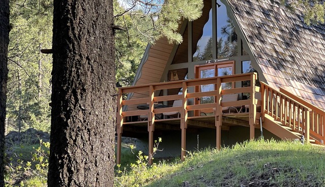 Romantic A-frame Cabin with Cedar Sauna, Private River and Scenic Views