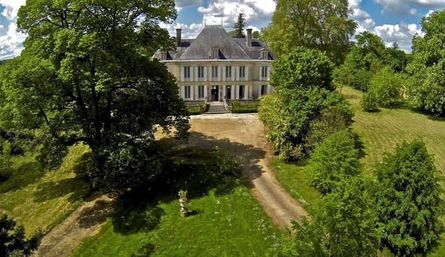 Romantic chateau XIX in big private estate with river and pool. Weddings