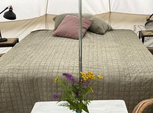 Romantic glamping in the forest near a sandy beach