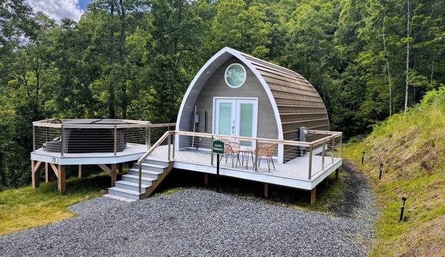 Romantic hot tub campfire mountains Brown