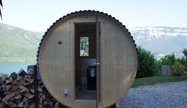 romantic house with its spa+sauna+swimming pool+view on the lake