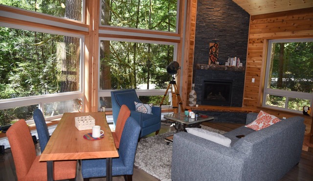 Romantic island retreat surrounded by majestic trees