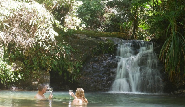 Romantic rainforest retreat with magical waterfall