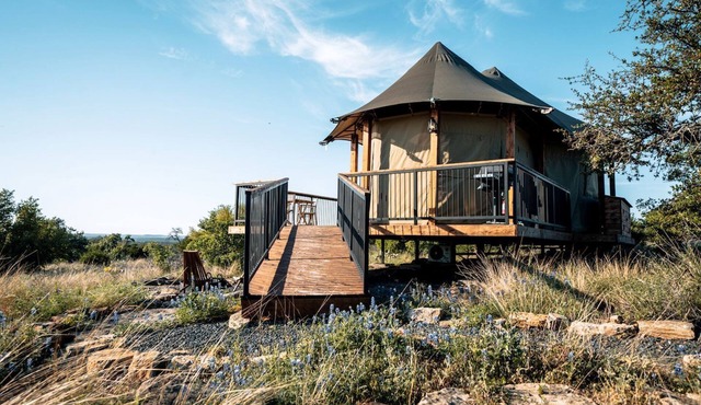 Romantic Tent Rental with a Wood-Burning Stove on the Pedernales River, Texas