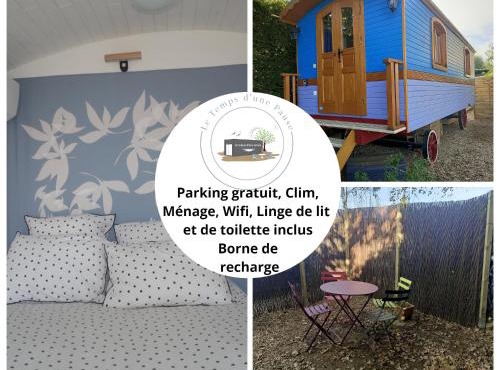 Roulotte Authentique 'Le Temps d une Pause" en face du Beaujolais - Climatisation et Borne recharge véhicule électrique