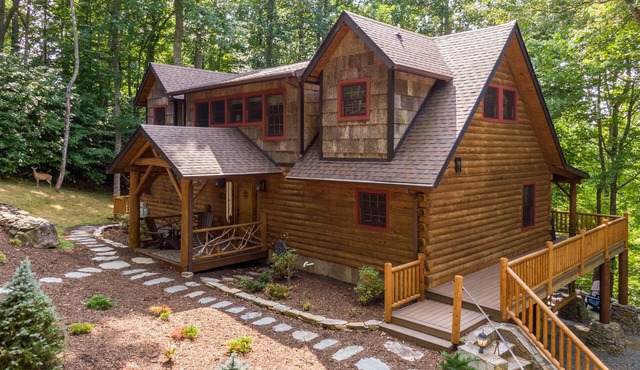 Running Waters Lodge - private log home with hot tub, game room, fire pit!