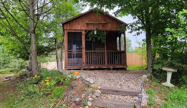 Rus-tic: appropriate to the country, River Rat Cabin