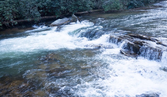 Rushing River Log Cabin in Georgia Mountain Wine Country Near Dahlonega