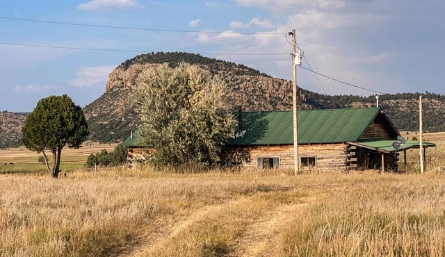 Rustic 4 bedroom cabin with pond on scenic ranch