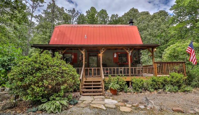 Rustic Cabin trout fishing, dog loving, beach area on secluded 8.5 acres! 001504